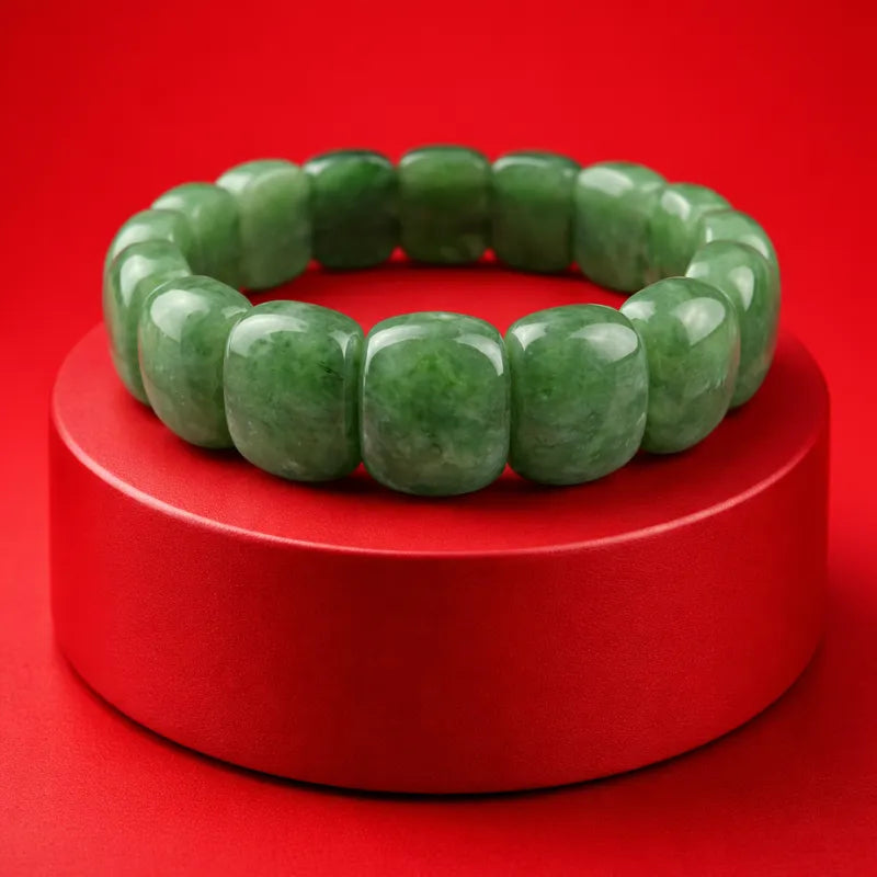 Green Aventurine Faceted Beads Bracelet - Oval Stone