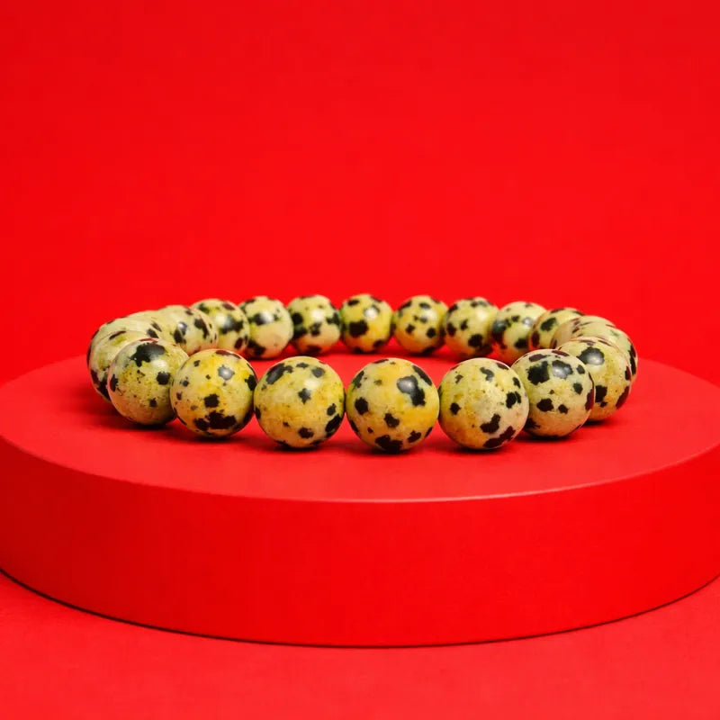 Dalmation Jasper Unisex Natural Crystal Stone Bracelet .