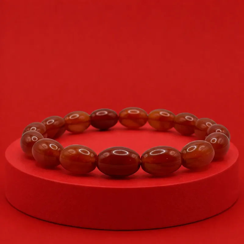 Red Carnelian Round Beads Bracelet